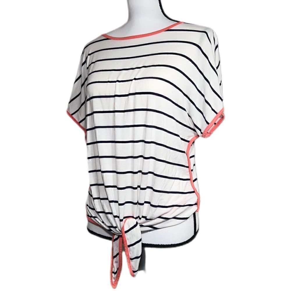Striped Knot Front Dolman Top NWOT